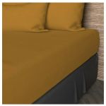 Soleil d'Ocre Drap housse en coton 160x200 cm JERSEY moutarde, par