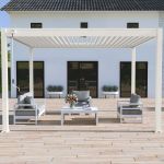 Pergola Bioclimatique Ombréa VS autoportée 3X4M + 1 Store 4M blanc