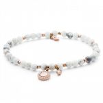 Fossil Bracelet Bijoux JA6934791 - Bracelet Perles Blanches Acier Doré Rose Femme
