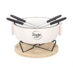 AC-Déco Service à Fondue "Chauffe-Plat & 4 Piques" 23cm Blanc