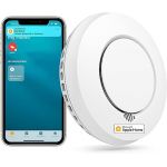 Détecteur de Fumée Interconnecté (sans HUB), Détecteur de Fumée Intelligent Compatible avec Apple HomeKit et SmartThings, Alarme Incendie avec Pile Remplaçable, Fonction de Test, HUB REQUIS