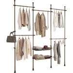 Sobuy KLS04-N Télescopique Garde-Robe Système de Penderie Télescopique avec 5 Barres Portant de Vêtement