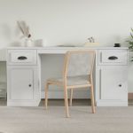 VidaXL Bureau avec armoire blanc bois d'ing&eacute;nierie Blanc