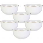 Set de 6 bols blancs en porcelaine avec liseré doré (50cl) - AURA