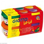 Giotto 4 pots de pâte à modeler be-bè rouge, jaune, rose, vert
