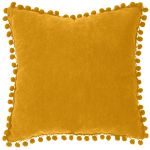 Atmosphera Coussin (40 cm) Pompons Jaune ocre