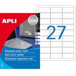 APLI 10070 - 540 étiquettes polyester métallisées argent, format 63,5 x 29,6 mm (20 feuilles / cdt)