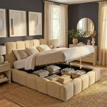 Weber Industries Lit coffre 140x190cm NEST + 1 sommier / Beige/ 222x171x114