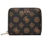 Guess Porte-monnaie noir marron pour femme - Laurel SLG Small Zip Around Wallet Mocha Logo 284383