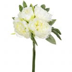 Bouquet de Fleurs "4 Pivoines" 30cm Blanc