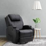 Homcom Fauteuil luxe de relaxation et massage inclinaison dossier repose-pied r&eacute;glable rev&ecirc;tement synth&eacute;tique noir 84x92x109cm Noir