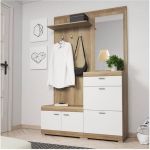 Meuble d'entr&eacute;e scandinave 135 cm bois / blanc
