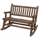 Outsunny Banc à bascule de jardin 2 places style rural chic structure dossier accoudoirs aspect rondins de bois assise à lattes sapin traité