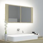 VidaXL Armoire de salle de bain à miroir à LED Chêne sonoma 90x12x45cm