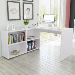 VidaXL Bureau d'angle 4 étagères blanc