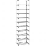 Songmics Étagère à chaussures à 10 niveaux, Meuble de rangement polyvalent, cadre en fer, personnalisable, peu encombrant, pour entrée, salon, chambre, 45 x