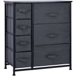 Homcom Meuble de rangement commode design 64L x 30l x 71H cm 7 tiroirs MDF E1 noir 64x30x71cm Noir