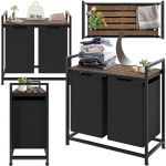 TecTake Panier &agrave; linge style industriel, 2 ou 3 compartiments extensibles