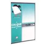Clairefontaine 97131C - Bloc encollé de 50 feuilles de Papier Calque croquis échelle, 90/95 g/m², A4