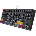 HXSJ L600 Clavier de jeu mécanique filaire - QWERTY - 87 touches - Interrupteur rouge - Noir
