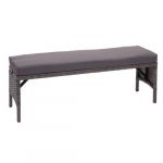 Banc En Polyrotin Hwc G16, Banquette De Jardin, Gastronomie, 112cmGris, Coussin Gris Fonc&eacute; Neuf
