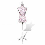 VidaXL Buste de couture femme en coton blanc motifs à rosiers