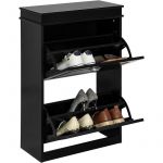 Sobuy FSR78-SCH Meuble de Rangement à Chaussures Meuble d'entrée 2 abattants Coffre Rangement pour Chaussures – Noir