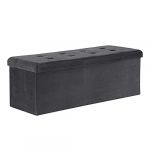Banc Coffre de Rangement Pliant Boîte de Rangement Siège en Velours Tabouret Bas. 110x37.5x38cm Gris - Woltu