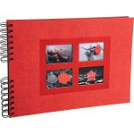 Exacompta 16245E - Album photos Passion 32x22 cm, 50p. noires/100 photos, reliure à spirales, rouge