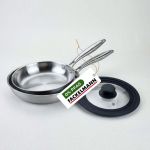 Fackelmann Lot de 2 Po&ecirc;les 24cm et 28cm en inox Triply Vita3 avec Couvercle adaptable