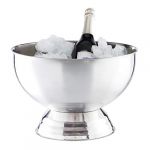 Relaxdays Seau à Champagne, Seau à glace en inox, Bouteille de vin, Glaçons, grand pot, D 36,5 cm, argenté