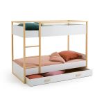 Lits superposés, Asly Blanc/Bois Taille 90x190 cm