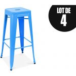 Oviala Lot de 4 tabourets en métal mat - Bleu