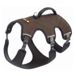Ferplast Harnais ergonomique pour chiens de taille moyenne-petite ERGOTREKKING P SMALL, fermeture par micro-regulation, rembourrage souple, réflechissant, idéal pour les excursions, Marron