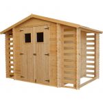 Abri de jardin en bois et range b&ucirc;c s ext&eacute;rieur avec sol trait&eacute; Timbela M391 ext&eacute;rieur I206xL328xH218 cm/ 3,53 + 0,97+0,97 m2 Petit abri &agrave; outils,