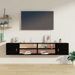 VidaXL Armoires murales 2 pcs Noir 80x30x30 cm Bois de pin massif Noir