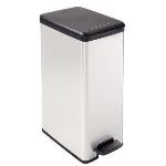 Curver Poubelle à pédale Slim aspect métal (40 L)