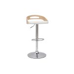 Miliboo Tabouret de bar r&eacute;glable design bois clair et blanc MANO