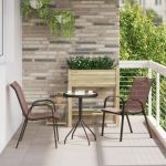 VidaXL Ensemble bistro de jardin 3 pcs Marron Acier
