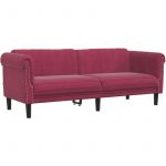 VidaXL Canap&eacute; &agrave; 3 Places, Si&egrave;ge avec Accoudoirs et Dossier, Meuble de Salon Salle de S&eacute;jour Balcon Int&eacute;rieur, Moderne, Rouge Bordeaux Velours