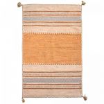Jadorel - Tapis kilim fait main en coton 80x150 marron et beige rectangle motif ethnique