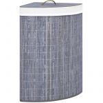 VidaXL Panier &agrave; linge d'angle Bambou Gris 60 L