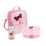 Jemini Set vaisselle une gourde, une boite gouter et un sac a dos isotherme fille Danseuse Ballerine