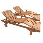Viva Green Lot de 2 bains de soleil pliant en bois exotique Singapour - "Maple" - Marron clair