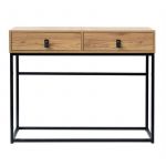 Calicosy Casâme - Console 2 tiroirs pieds métal effet chêne - Bois clair