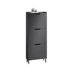 Sobuy FSR151-H-SCH Meuble à Chaussures Meuble de Rangement à Chaussures avec 3 Abattants Armoire à Chaussures Commode à Chaussures Meuble d'Entrée