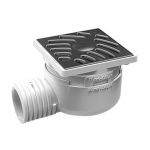 Nicoll Siphonnette de sol PVC 100x100 - Siphonnette avec grille inox et adaptateur sortie horizontale