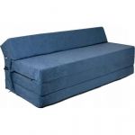 Matelas pliable avec oreiller - Housse lavable - 200cm x 120cm x 10cm - Marine - Bleu