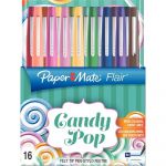 Paper Mate Stylos feutre Flair Candy POP écriture moyenne - Pochette de 16 couleurs assorties