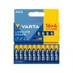 Varta Piles alcaline longlife power lr03 / aaa 1 blister(s) de 20 pi&egrave;ce(s) piles alcalines longlife power lr03 / aaa (16+4)